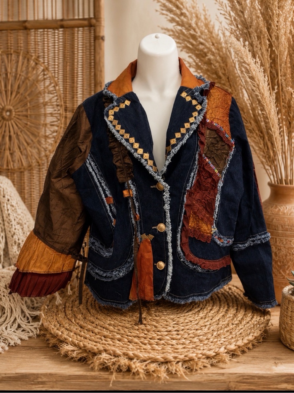 Bohemian Colorful Patchwork Jacket size xl